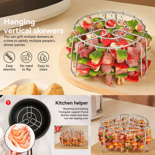 🔥 Spydholder til luftfryser – lodret kebabholder i rustfrit stål til luftfrysere, ovne og hjemmelavede grillretter🍢