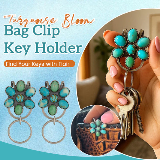 🌼 Turquoise Bloom Bag Clip Key Holder - Find dine nøgler med flai