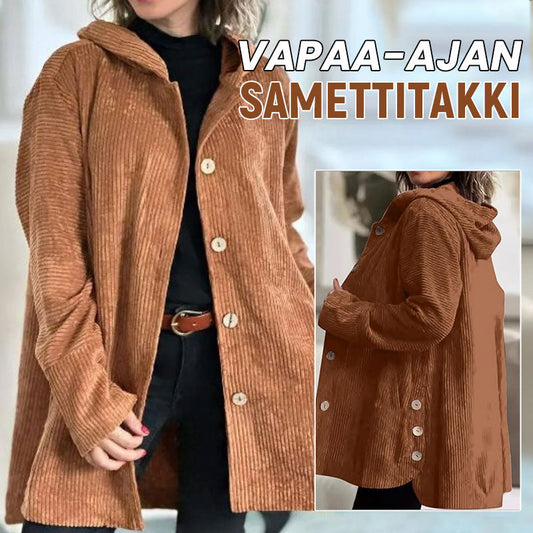 🍂 Afslappet fløjlsjakke med hætte til efteråret 🧥