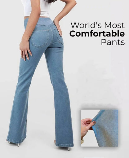 LAST DAY SALE 49% OFF🔥Høj talje med krydsede lommer Stretchy strikkede casual flare jeans