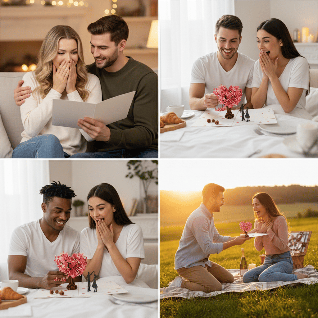 💌Premium 3D Pop-Up romantisk jubilæums- og valentinskor