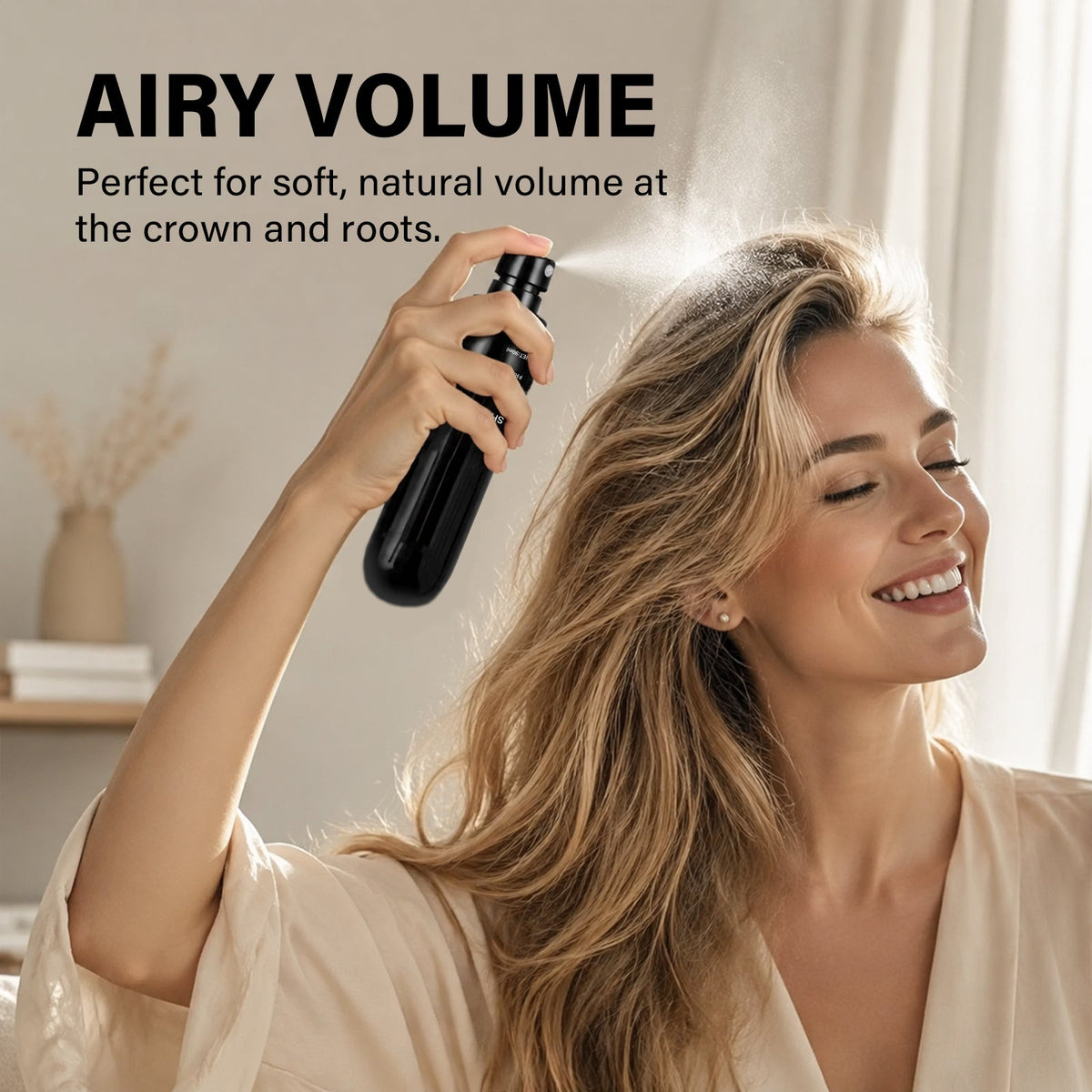 💁 50 % RABAT I BEGRÆNSET PERIODE! Fluffy Hair Shaping Spray, hårspray med langvarig ferskenduft, der giver volumen og holder hele dagen