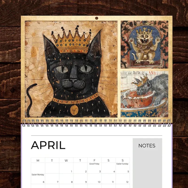 🐱Middelalderlige katte med kroner Kalender 2026