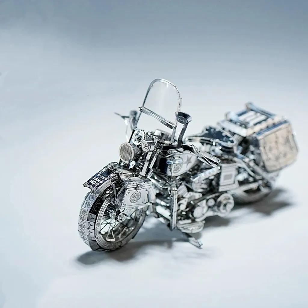 🔥SÆRTILBUD🔥Sølvfarvet 3D-metal-motorcykel-byggepuslespi
