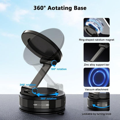 Magnetisk sugekop – Foldbar 360° telefonholder med vakuumlå