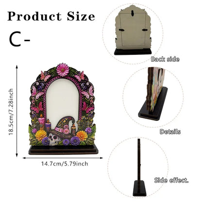 💀 DE DØDES DAG-DEKORATION | 6 fotorammer af træ til minde om afdøde