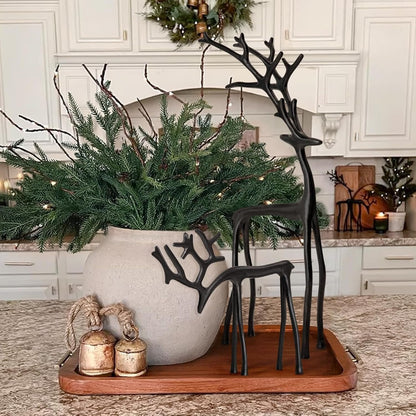 🎅Julebestsellere 🦌2 stk sorte rensdyrstatuer, julepynt sæ