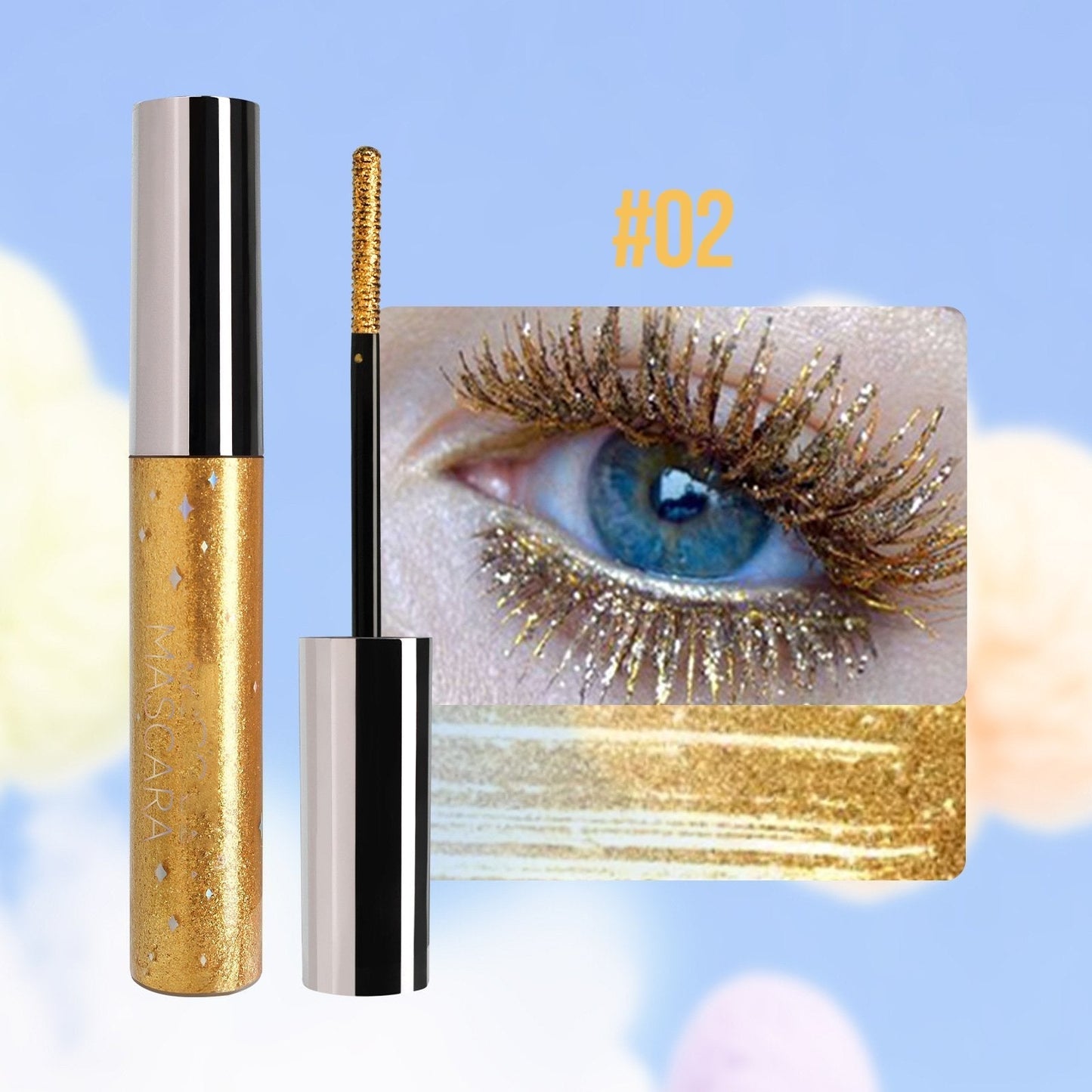 Farverig glittermascar