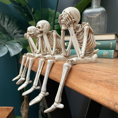 💀 Halloween tre kloge skeletter harpiks figurer 🎃