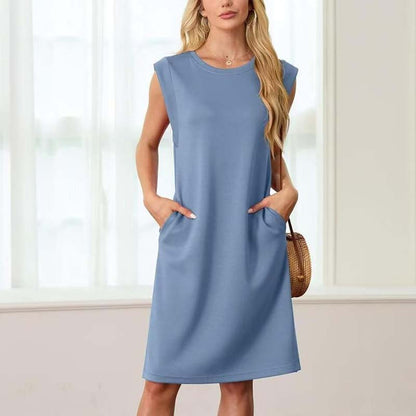 Ærmeløs Kjole Med Rund Hals Og Slids