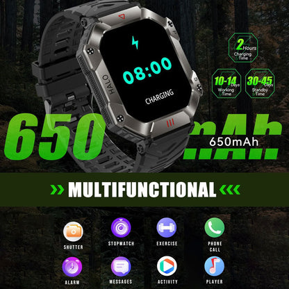 IP68 vandtæt militær AI voice Bluetooth call smartwatch