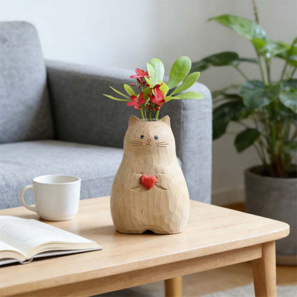Chonky Cat vase med hjert