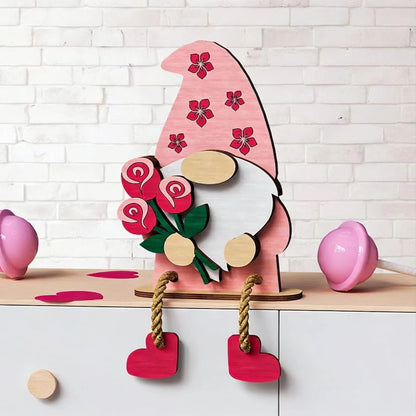 💖Valentinsdag-dekoration i træ med nisse