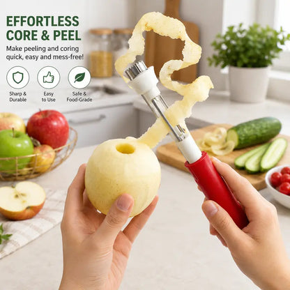 🍎 2-i-1 æbleudkerningsværktøj i rustfrit stål: Fjerner frugtkernen med ét enkelt træk! ✨