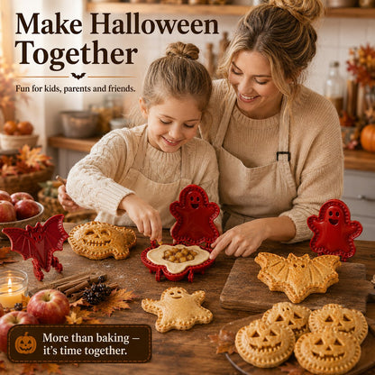 🎃 Halloween-sæt med mini-tærteforme – 8 uhyggelige motiver til nem festlig bagning