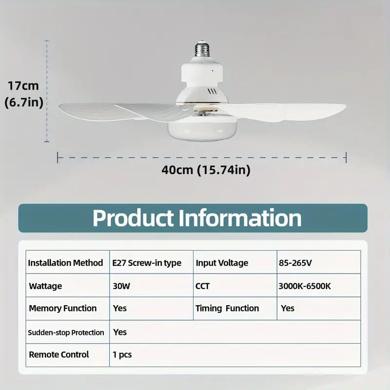 2-IN-1 PORTABLE FLOOR FAN & LIGHT med fjernbetjenin