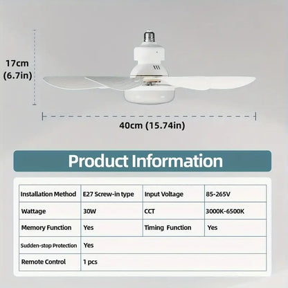 2-IN-1 PORTABLE FLOOR FAN & LIGHT med fjernbetjenin