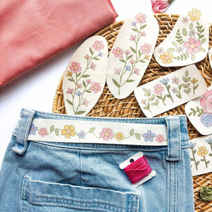 🌸Blomsterlinjer Designede blomsterbordurmønstre Broderimønstre – Broderi & Stitch for begynder