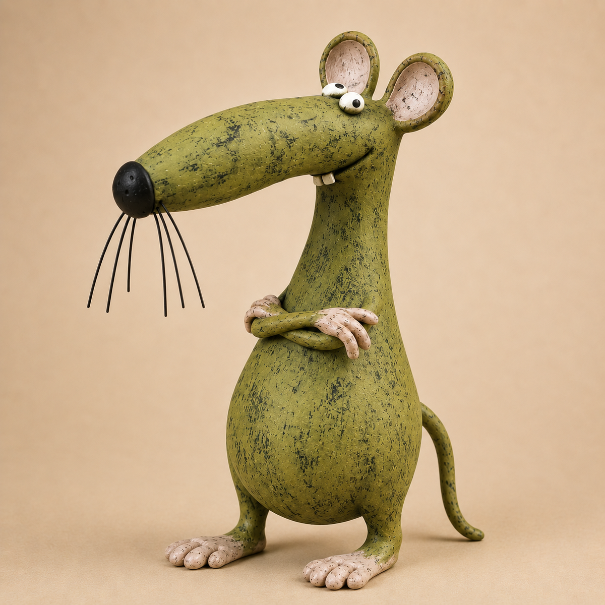 Sjov vintagefigur af en mus og en kat