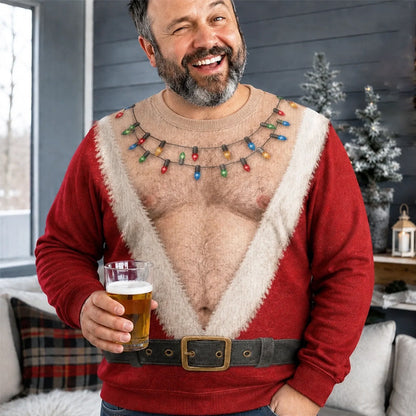 🎅 Sjov julemand-julebluse med lange ærmer | Sjov festbluse til julen