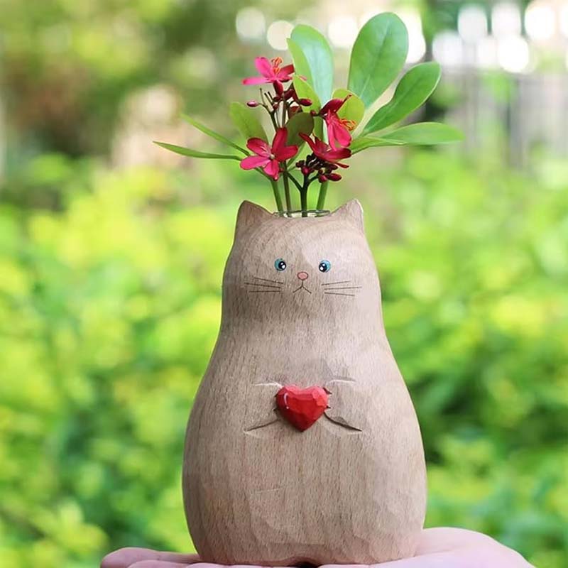 Chonky Cat vase med hjert