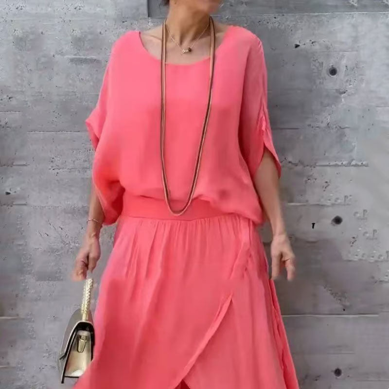 🌹 Løs top og bukser med brede ben Chiffon 2-delt sæt