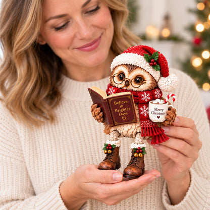 🦉Hjertevarm figur af en læsende ugle✨