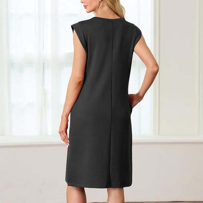 Ærmeløs Kjole Med Rund Hals Og Slids