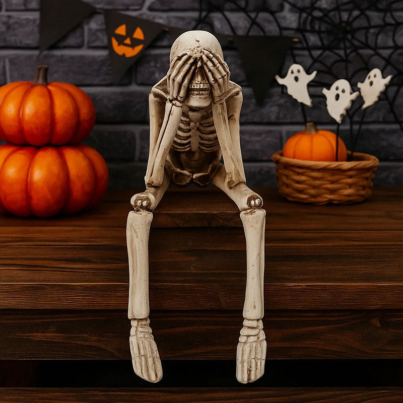 💀 Halloween tre kloge skeletter harpiks figurer 🎃