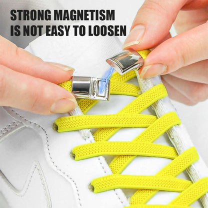 Magnetisk, dovent snørebånd med metalspænde