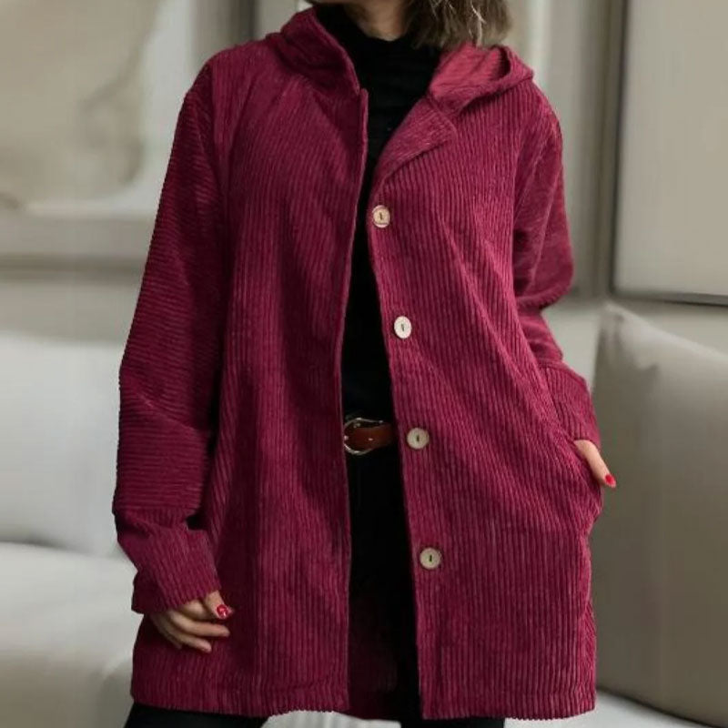 🍂 Afslappet fløjlsjakke med hætte til efteråret 🧥