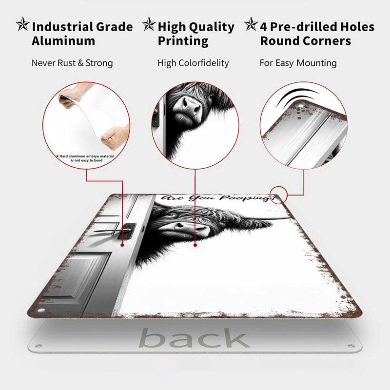 🐄 Den frække besøgende: Vintage Highland Cow-skilt