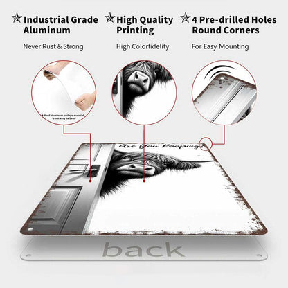 🐄 Den frække besøgende: Vintage Highland Cow-skilt