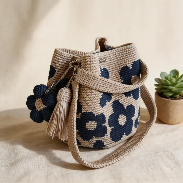 Håndlavet hæklet blomster-tote 🌼