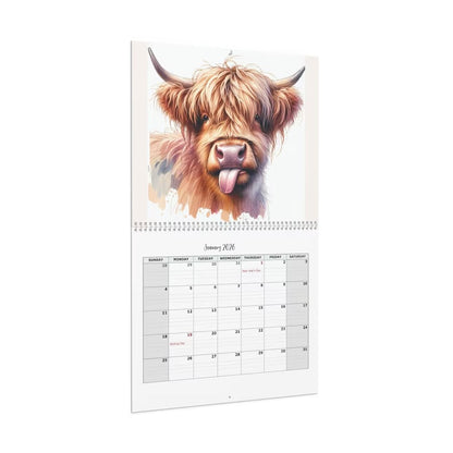 🐮Highland Cow Kalender 2026 – Rustik bondegårdsvægkunst og månedsplanlægger
