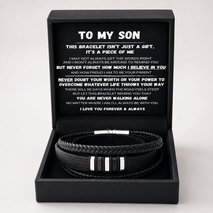 Til min søn — »Never Walk Alone«-sæt med flettede armbånd 🖤
