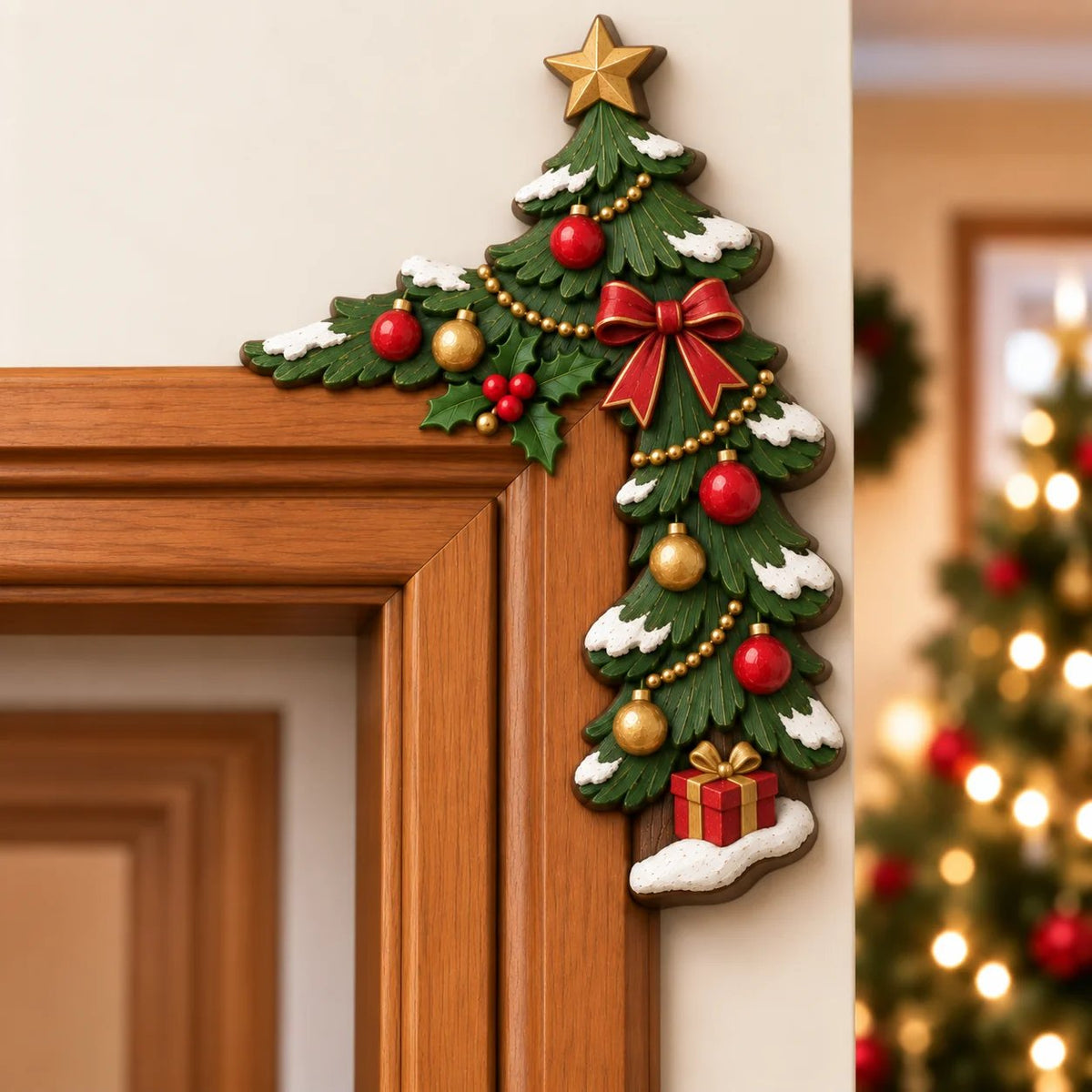 ⏰SIDSTE DAG – 50 % RABAT 🎅Julepynt til dørkarmen – »Peekaboo«-hjørnepynt