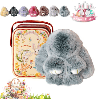 🐰Sød påskehare-nøglering i plys - gaveindpakket i blikæske, 🎁Sød påskeoverraskels
