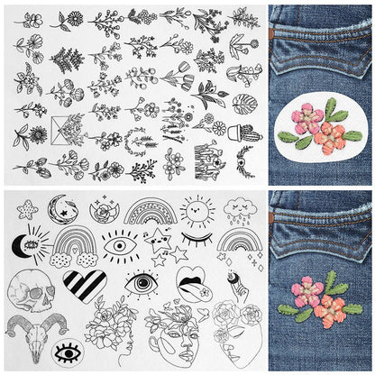🌸Blomsterlinjer Designede blomsterbordurmønstre Broderimønstre – Broderi & Stitch for begynder