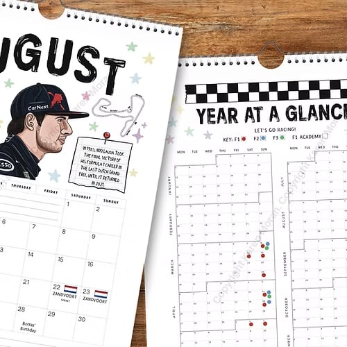 🏎️📅F1 Scrapbook Race Calendar 2026 - Den ultimative vægkalender til racerfan