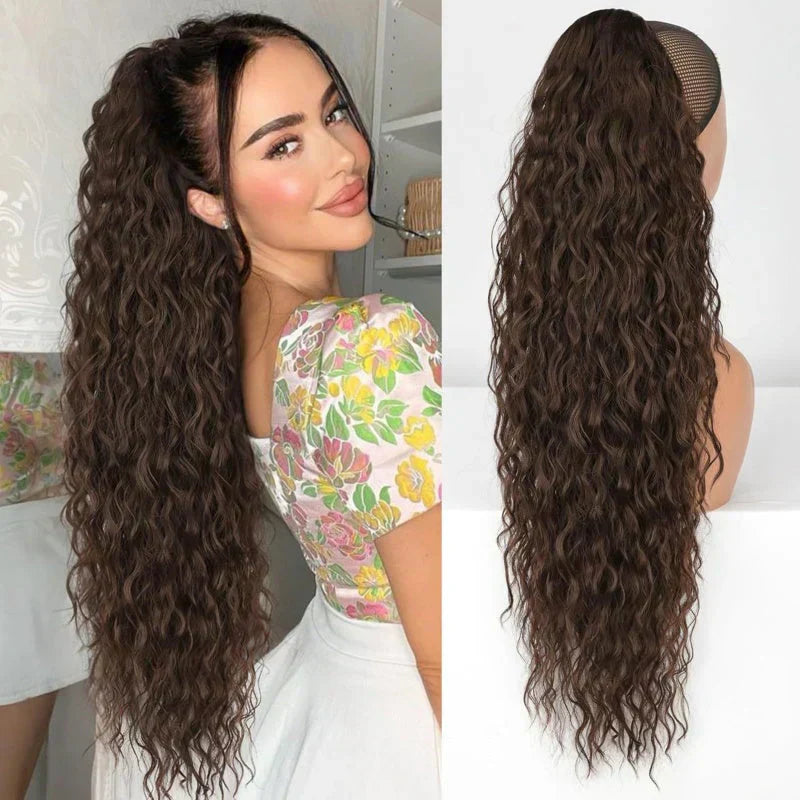 ⏳Begrænset tid 50% rabat💥💖18 tommer krøllet, bølget Frizz-hårfortykning med hestehale