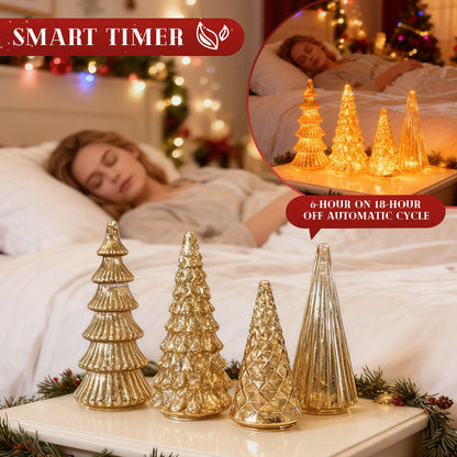 ✨ Glitrende jul – 5-delt krystalglassæt med lys✨