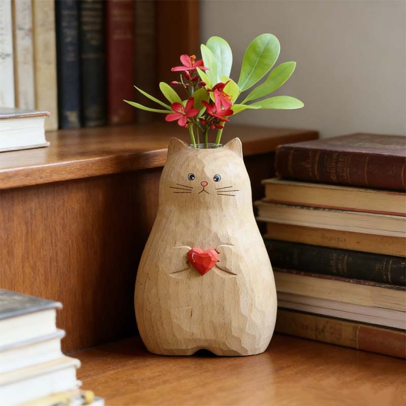 Chonky Cat vase med hjert