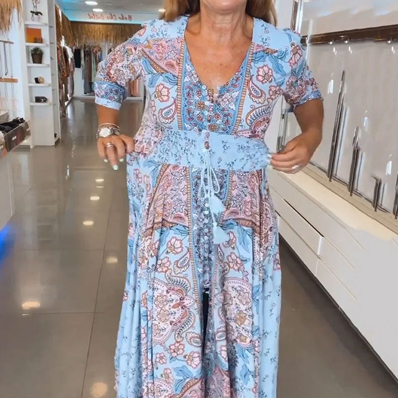 🔥Kvinders elegante blomstertegninger med lang kjole