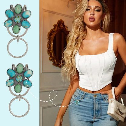 🌼 Turquoise Bloom Bag Clip Key Holder - Find dine nøgler med flai