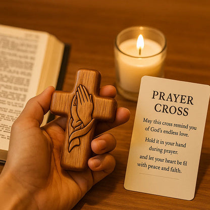 💕✝️Wooden Prayer Cross Pocket Card💯🪵Håndskåret 3D-gave til dine kære