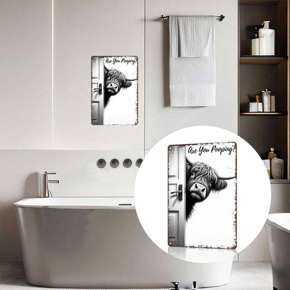 🐄 Den frække besøgende: Vintage Highland Cow-skilt