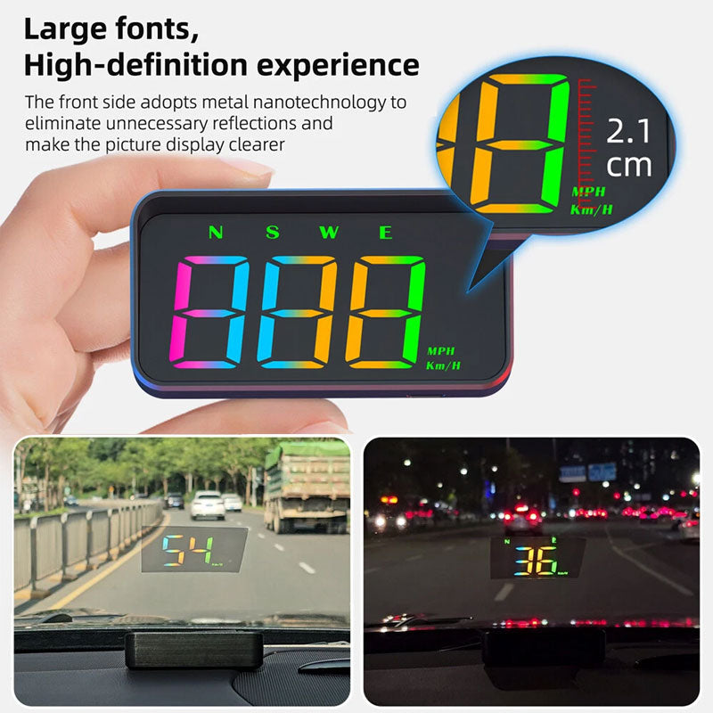 Head-up display (HUD) med glasprojektion i køretøjer