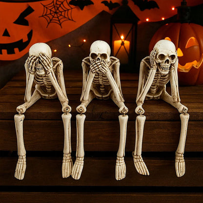 💀 Halloween tre kloge skeletter harpiks figurer 🎃