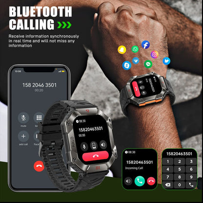 IP68 vandtæt militær AI voice Bluetooth call smartwatch